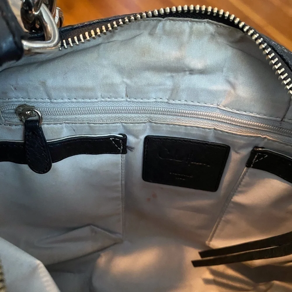 COLE HAAN BLACK PEBBLED LEATHER HOBO SHOULDER BAG